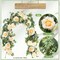 4 Pack Champagne Artificial Eucalyptus Garland with Roses - 26ft Total Faux Floral Greenery - Silk Rose Wreath Vines for Wedding Arch, Party Backdrop & Table Decor